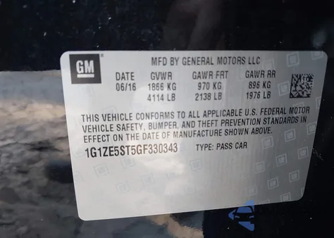 2016 Chevrolet Malibu 1Lt z USA, uszkodzony, nr VIN 1G1ZE5ST5GF330343